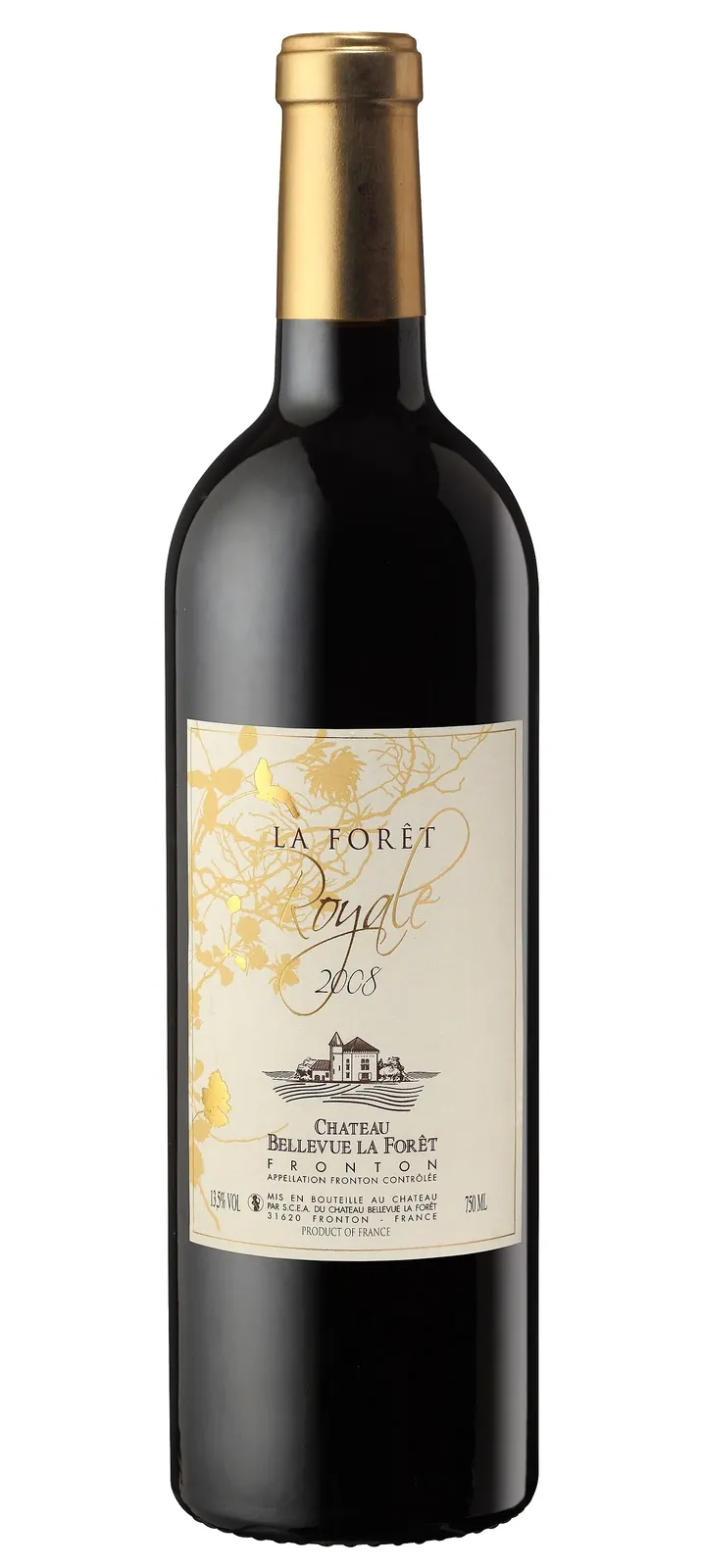 Bouteille de vin rouge de l'AOC Fronton