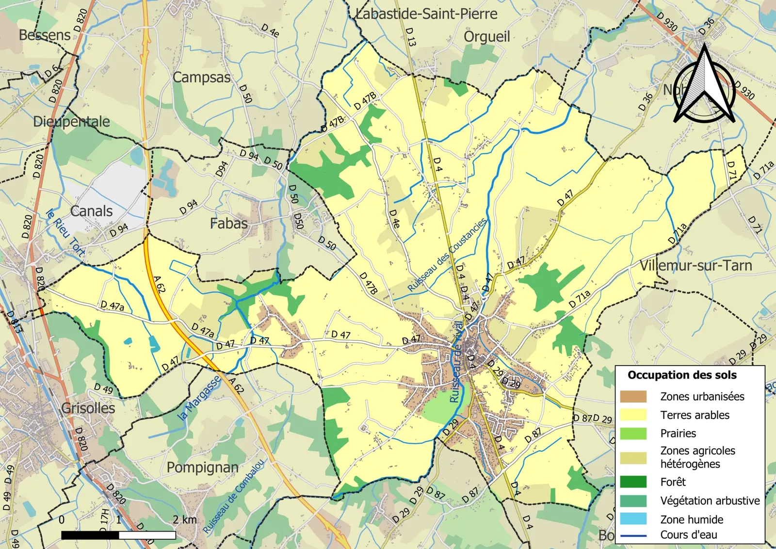 Carte des sols de la commune de Fronton